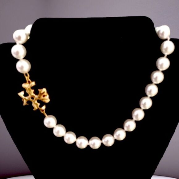 TORY BURCH ROXANNE PEARLS STATEMENT CHOKER NECKLACE - Picture 7 of 7